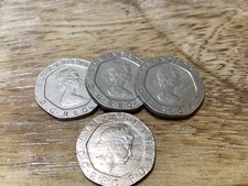 UK 20 Pence Coins Lot (4)- Rare 1982 + 2003 – Collectible British Coins