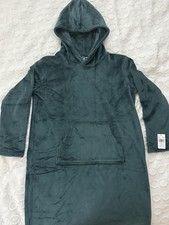 Womens 32 Degrees Heat Cozy Plush Sleep Lounger Deep Baltic Teal S/M with hood