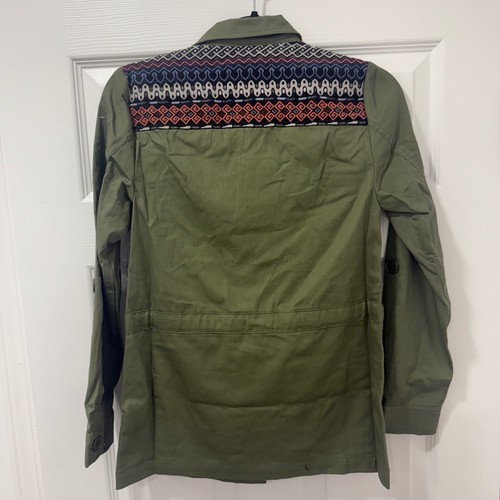 ModCloth Womens Green Embroidered Detail Utility Jacket XXS NWT Cargo Military - Picture 6 of 8