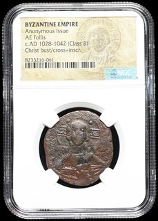 BYZANTINE. Anonymous Christ Follis 1028 1034 AD. Class B NGC Certified
