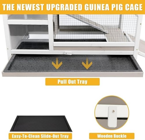 PetsCosset Meerschweinchenkäfige Indoor Tierkäfig auf Rollen mit Rampe & Versteck - Bild 4 von 7