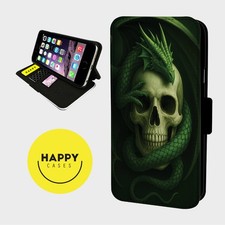 DRACHENSCHÄDEL GEFAHR GRÜN - Kunstleder Flip Handy Hülle Cover - iPhone/Samsung