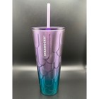 Starbucks Tumbler Purple Teal Ombre Mermaid Scale Cold Cup With Straw 24oz Tavel