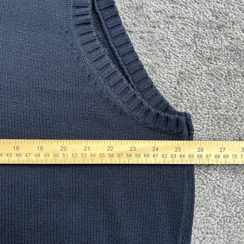 Vintage LL Bean Sweater Vest Men XL Cable Knit Classic Made In Hong Kong Navy - Picture 10 of 11