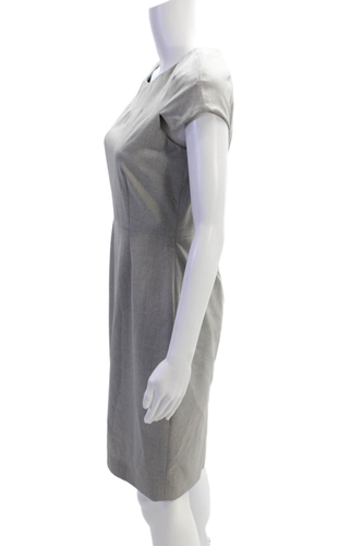 Vestido gris manga corta cuello redondo texturizado Brooks Brothers para mujer talla 4 - Imagen 2 de 6