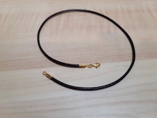 925 ECHT SILBER VERGOLDET *** Leder Halsband Lederband 3 mm Ø - Picture 7 of 20