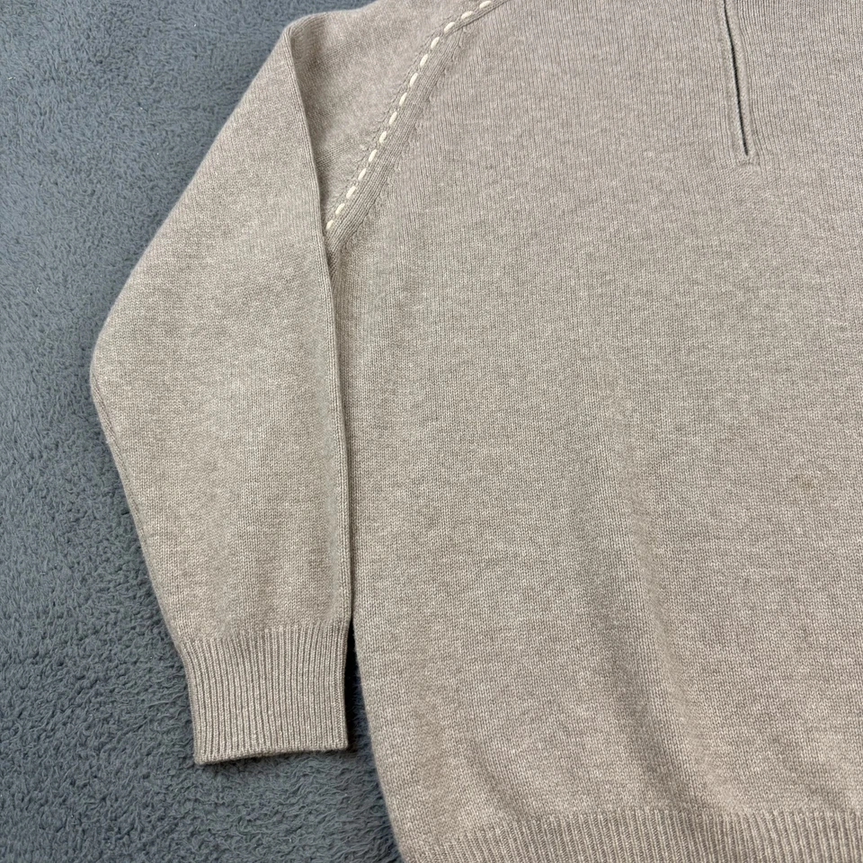 Neiman Marcus Sweater Mens Large Gray Half Zip Pullover Wool Cashmere Italy - Image 3 of 4