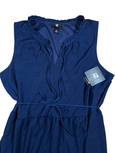Iz Byer Sleeveless Lined Dress Womens Sz XXL Navy SunDress NWT Slimming Ruffle - Picture 5 of 12