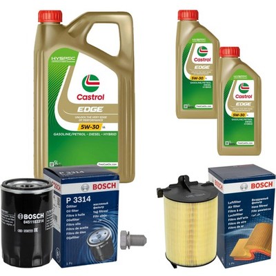 BOSCH Inspektionspaket 7 L Castrol EDGE FST 5W-30 LL für VW Golf V 1.6