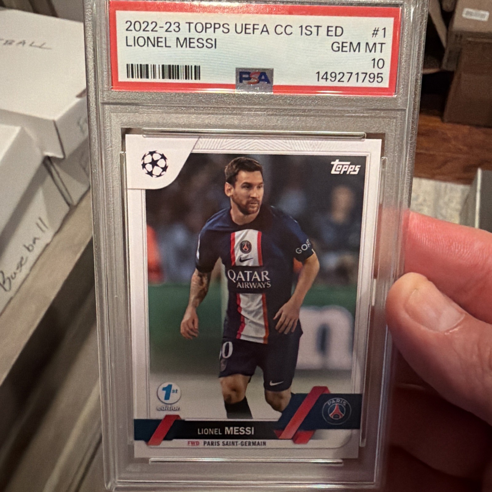 88425015 Lionel Messi 2022 Topps UEFA 1st Edition #1 PSA 10🔥📈