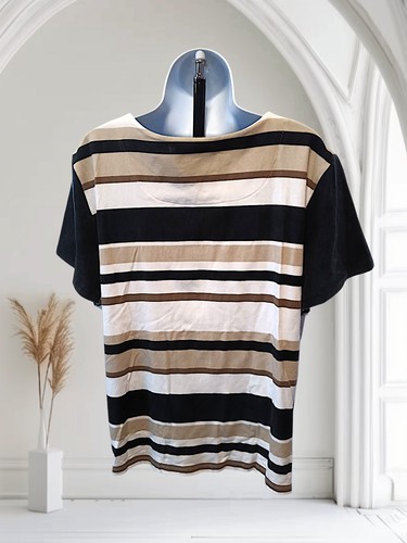 Top Alfred Dunner Talla XL Cuello Cuadrado S/S Cuentas, Rayas Multicolor. NS-16 - Imagen 8 de 10
