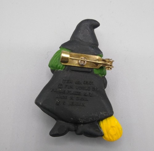 Broche prendedor vintage de bruja de Halloween Fun World 9301 disfraz de escoba de pelo verde - Imagen 10 de 15