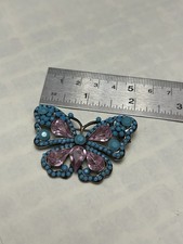 BUTTERFLY MULTI-COLOR GEM BROOCH / PIN Colors : Pink  Blue