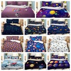 3D Space Planets Rocket Cartoon Colorful Quilt Cover Duvet Cover Comforter set