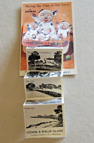 NOVELTY FOLDING VIEWS COWES STUDDY GEELONG PALM BEACH ATTWELL ADELAIDE 1940s/50s - Picture 2 of 6