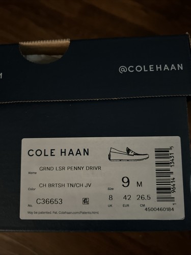 Cole Haan Mens Grand Laser Penny Driver Loafer British Tan/Java C36653 9 9M New - Picture 2 of 7