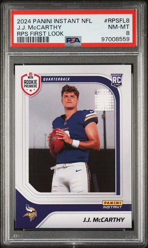 2024 Panini Instant Nfl Rps First Look #RPSFL8 Jj Mccarthy NM-MT PSA 8