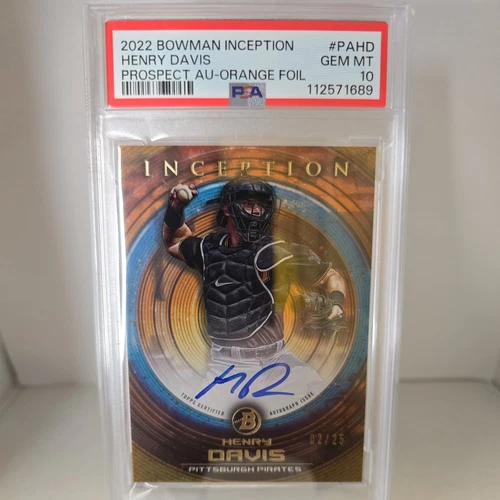 PSA 10 Henry Davis Auto Orange Foil/25 #PAHD 2022 Bowman Inception. 