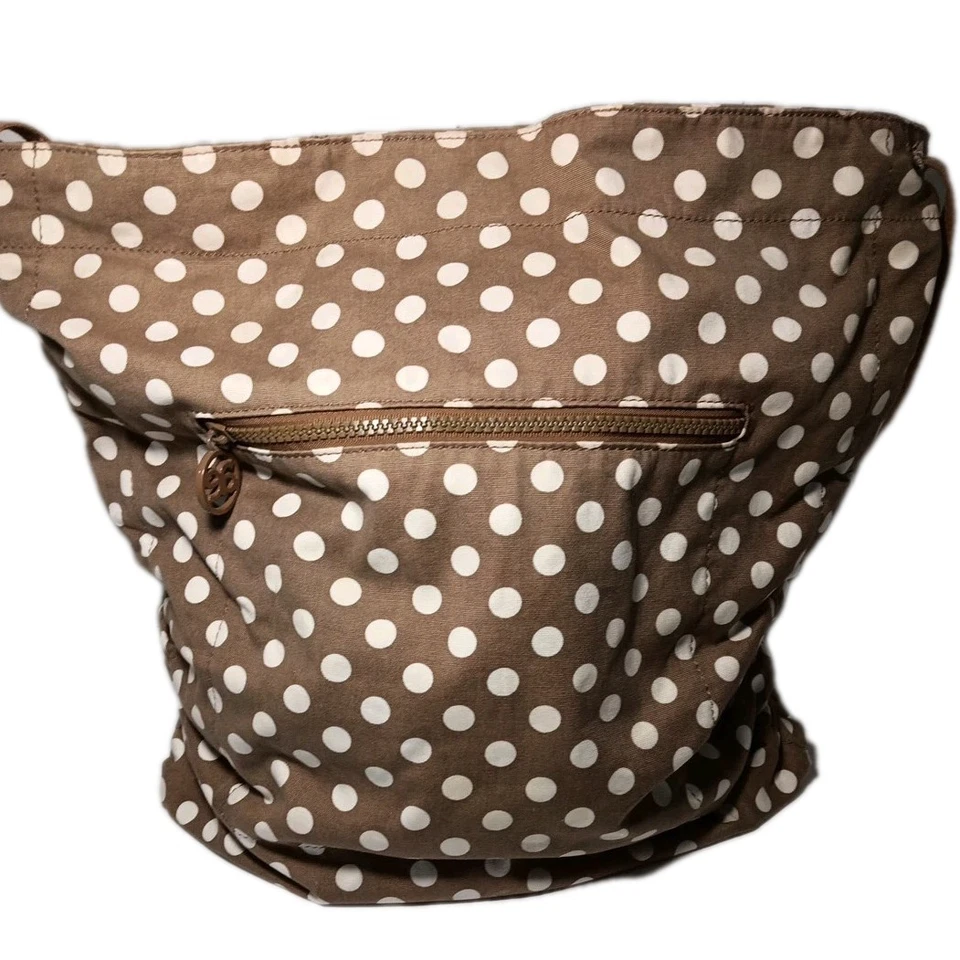 Bolso de Mano American Eagle Outfitters Beachcomber Marrón Blanco Lunares Magnético Foto 3 de 4