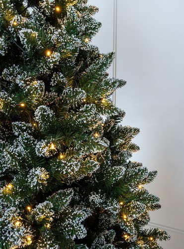 5ft Pre Lit Christmas Xmas Tree Bavarian Snow Tipped 704 Tips 260 LED Lights - Picture 4 of 4