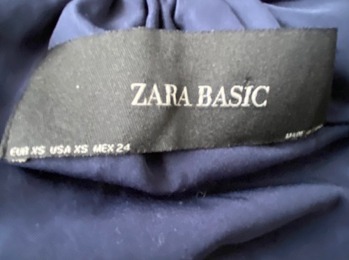 Zara Women's Jacket Size Extra Small Blue Water Repellent Bomber Shirt Tail Hem - Picture 3 of 12