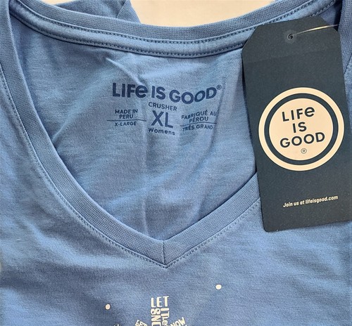 Life Is Good LS Shirt Crusher Vee LET IT SNOW SNOWFLAKE Chest48in Blue Womens XL - Picture 4 of 6