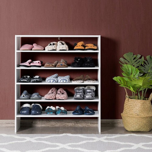 3 Pieces 31-Inch Stackable Multi-Shape Shoe Rack-White - Color: White - Imagen 3 de 5