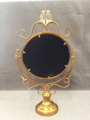 Grand Miroir de Table Dit Psyché Coiffeuse salon Metal doré Style Louis XV Art - Picture 8 of 10