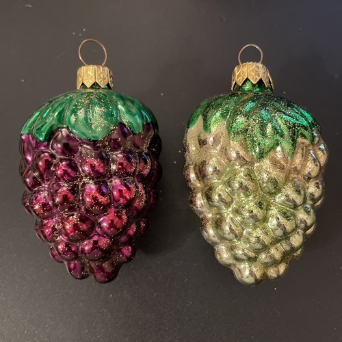 mercury glass grape ornaments set of 2 fruit - Picture 1 of 6