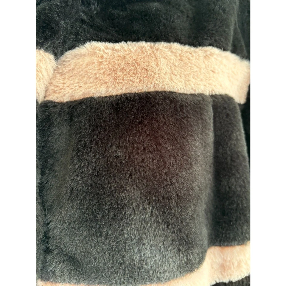 RACHEL PARCELL Black Pink Stripe Faux Fur Jacket Teddy Jacket Coat Size Small - Image 4 of 4