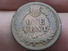 1864 L Indian Head Cent Penny, With L, Pointed Bust, Good/VG Details, Toned