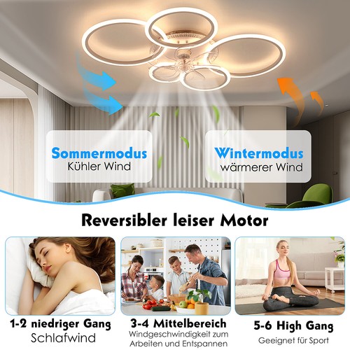 LED Ventilator Deckenleuchte Deckenventilator Schlafzimmer Lampe+Fernbedienung - Bild 11 von 19