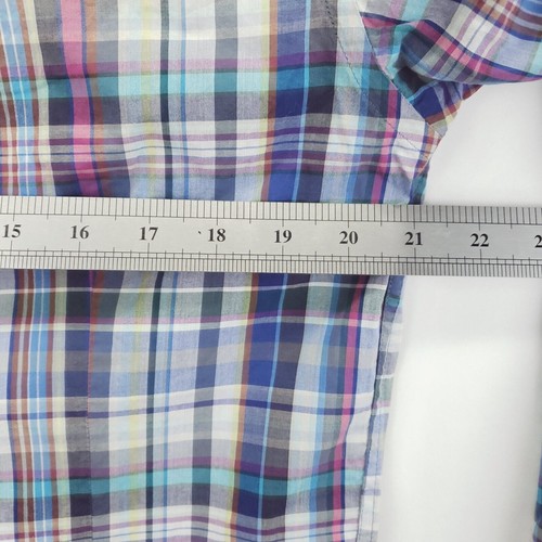 Saks Fifth Avenue Shirt Mens Small Pink Blue Plaid Linen Classic Button-Up - Picture 11 of 12