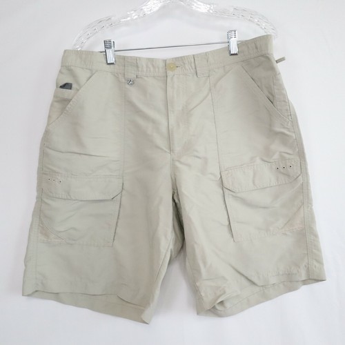 Beige Nylon Cargo Fishing Shorts Size 