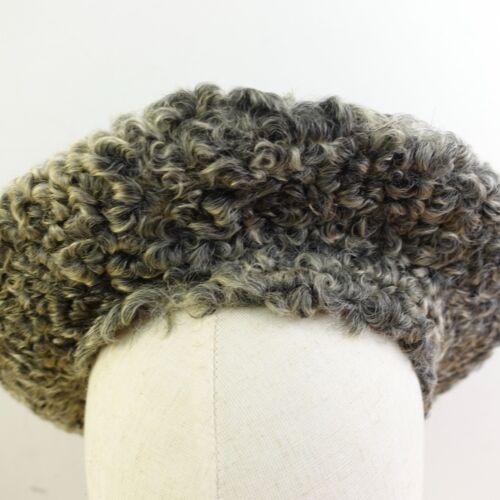 Vintage Astrakhan Hat Green Gray Curly Furry Headdress Russian Persian Winter - Picture 3 of 18