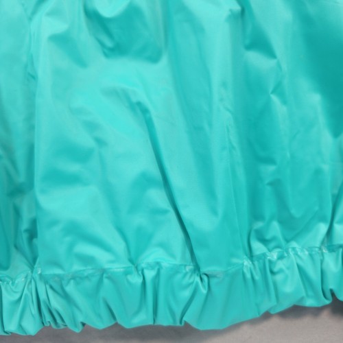 Vtg Glamour Magazine Teal Hooded Poncho Raincoat Slicker PVC Jacket OS 70-80's - Picture 9 of 15
