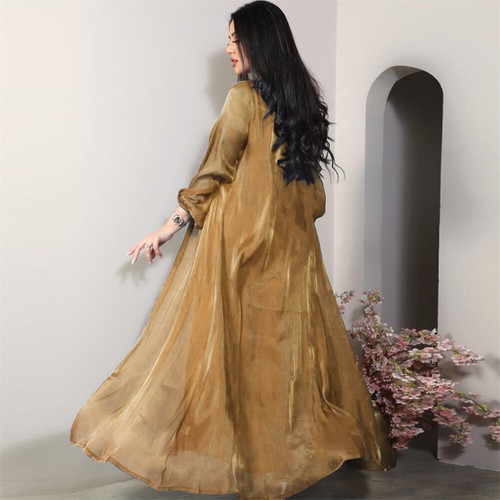 Two Piece Ramadan Women Muslim Long Dress Kaftan Dubai Abaya Cardigan Kimono Set - Foto 77 di 87