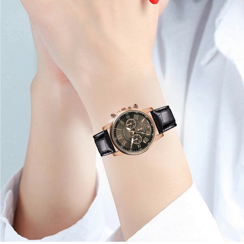New Women's Geneva Roman Numerals Faux Leather Fashion Analog Quartz Wrist Watch - Picture 4 of 16