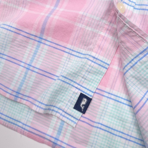 $118 Vineyard Vines Pink Cloud Slub Madras Plaid Button Down Shirt Mens Size XL - Picture 9 of 10