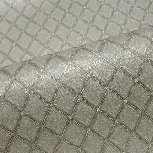 Embossed brass metallic faux fabric textured diamonds modern Wallpaper rolls 3D - Picture 15 of 16