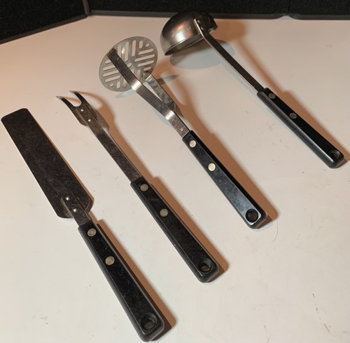 Vintage Set Of 4 EKCO FORGE Utensils: Ladle, Masher, Fork & Spreader - Picture 5 of 18