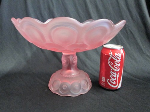 Mond- und Sternenmuster Glas PINK SATIN Fenton LG WRIGHT XL offen Kompott LE Smith - Bild 2 von 9