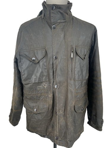 Barbour Wax Cotton Sapper Jacket Men's Size L Large Green NOTES - AC
