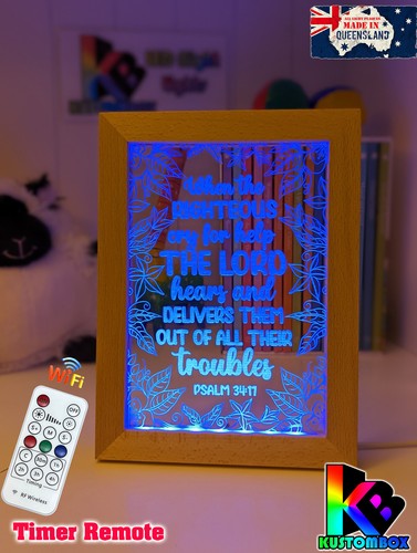 RELIGIOUS PSALM 34.17 PERSONALISED 3D LED Night Light 7 Colour Change Room Lamp - Picture 7 of 13