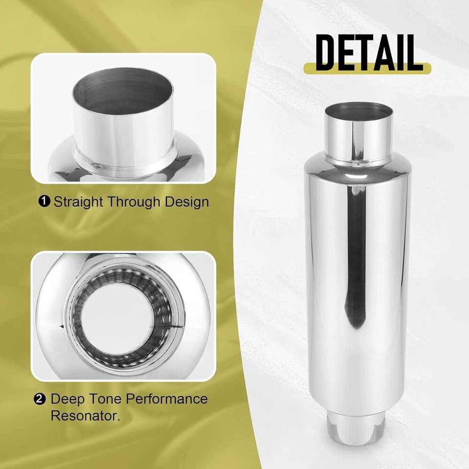 Resonador silenciador escape entrada/salida 2,5" acero inoxidable 16" para Toyota Camry sedán Foto 3 de 4