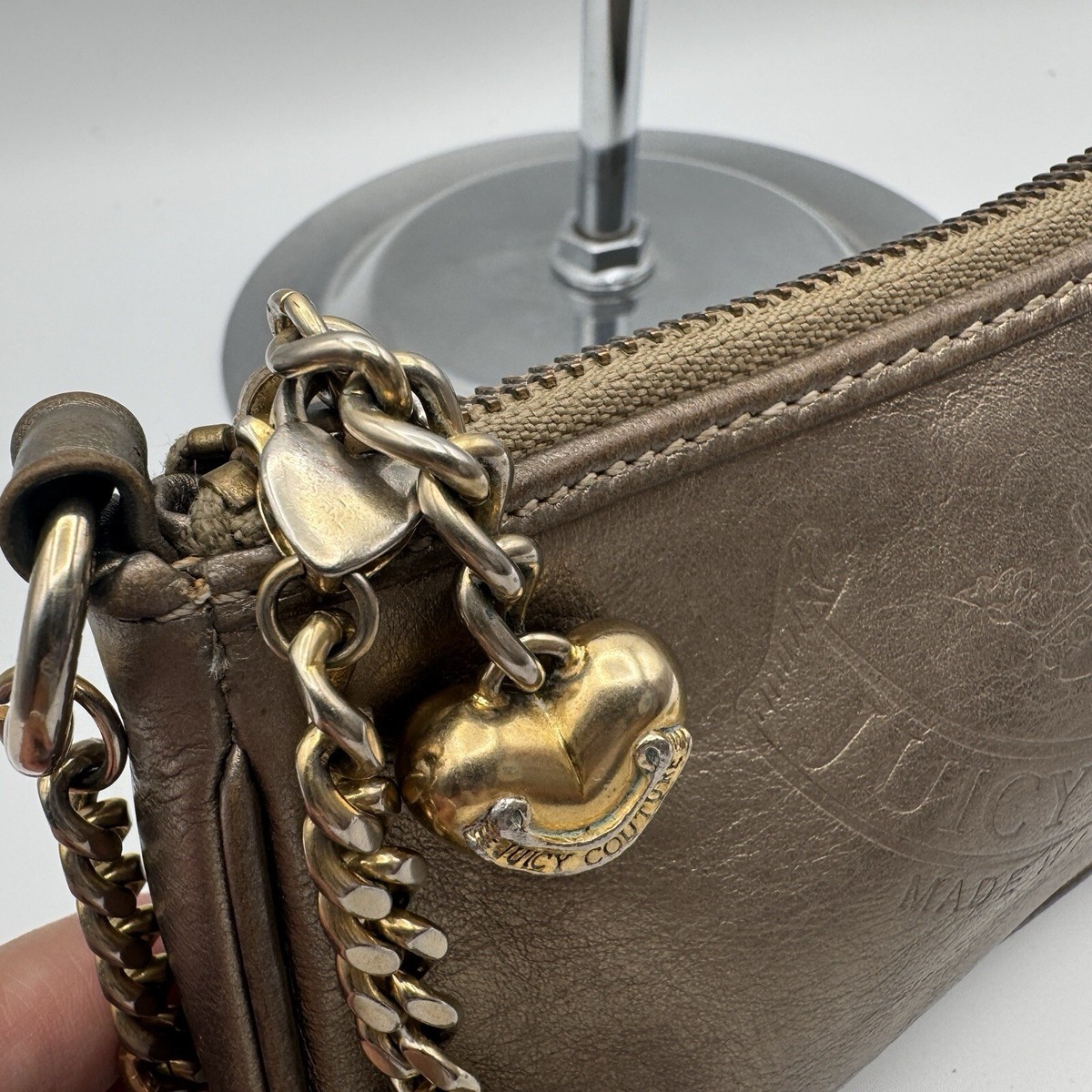 Vintage Juicy Couture Gold Metallic Mini Bag Purse Wristlet