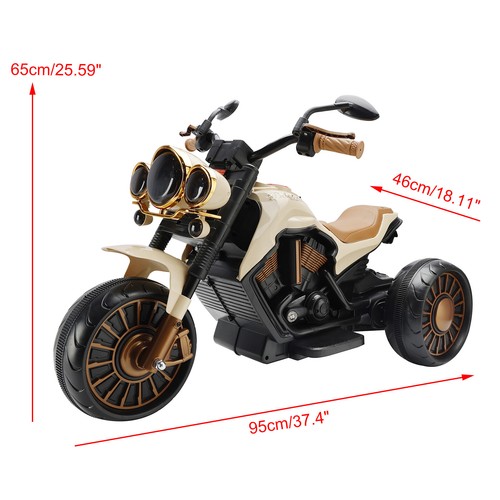 3-Wheel Kids Ride On Motorcycle Electric Dual Drive Toy Car With LED Light Brown - Picture 2 of 13