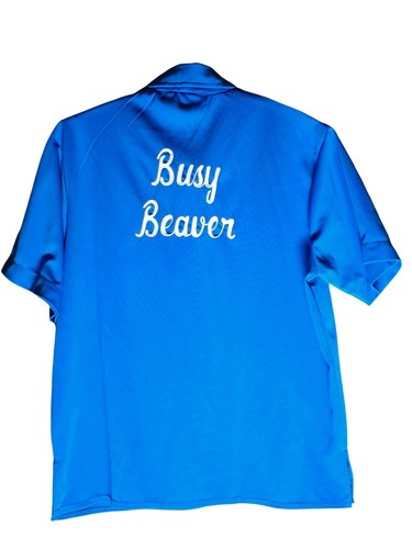 Vintage 70s Wide Collar Mens Embroidered "Busy Beaver" Bowling? Imperial Peakay - Picture 5 of 6