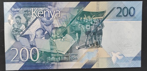 Kenya billet de 200 shillings 2019 Neuf pick-54 médecin infirmier bébé élèves - Imagen 2 de 2