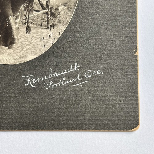 Antique Photograph On Board Girl Playing Mandolin Portland OR ID Harcomb - Picture 4 of 9